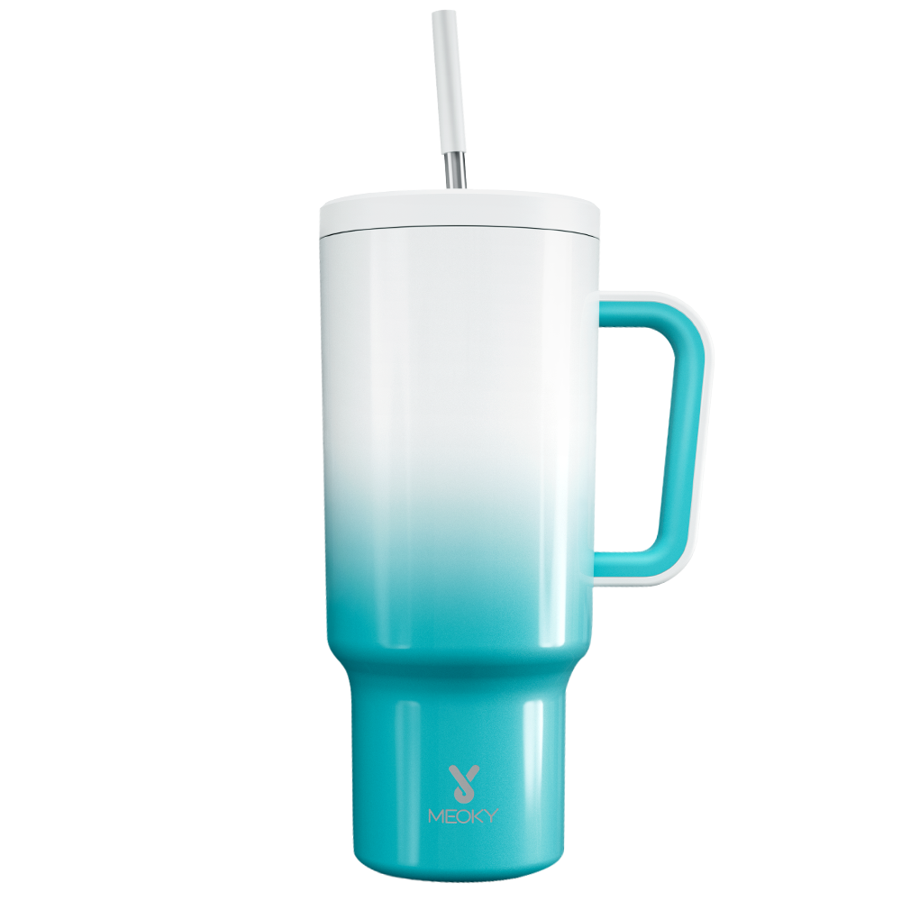 Copo Tumbler com Canudo 1.18L - Gradiente Azul e Branco