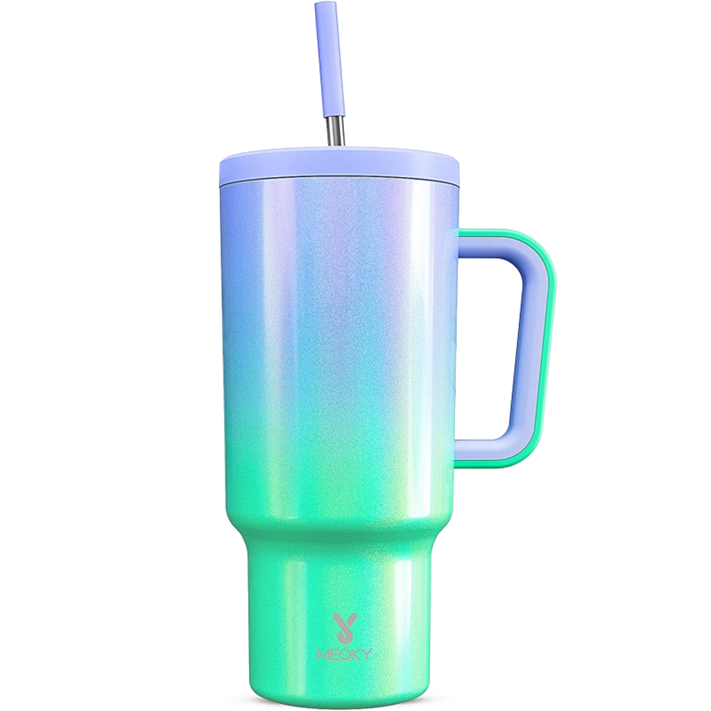 Copo Tumbler com Canudo 1.18L - Gradiente Verde e Roxo