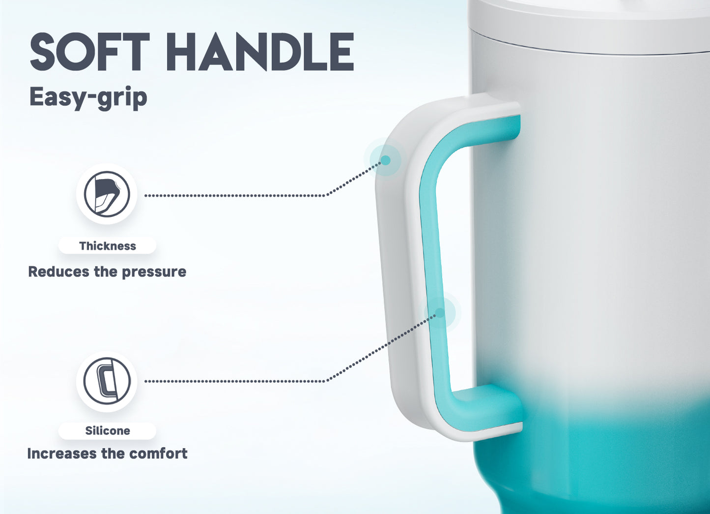 Copo Tumbler com Canudo 1.18L - Gradiente Azul e Branco