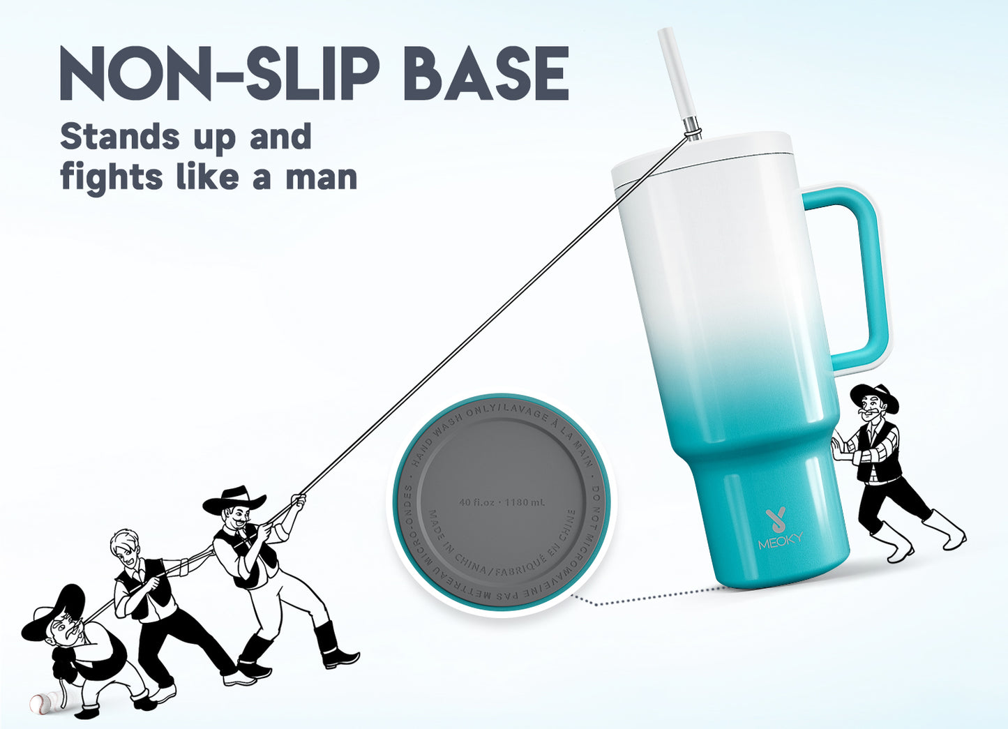 Copo Tumbler com Canudo 1.18L - Gradiente Azul e Branco