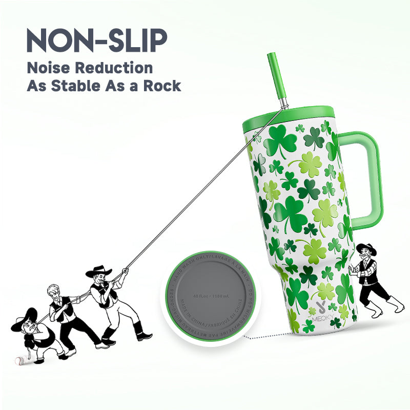 Copo Tumbler com Canudo 1.18L - Dia de São Patrício – Trevo da Sorte
