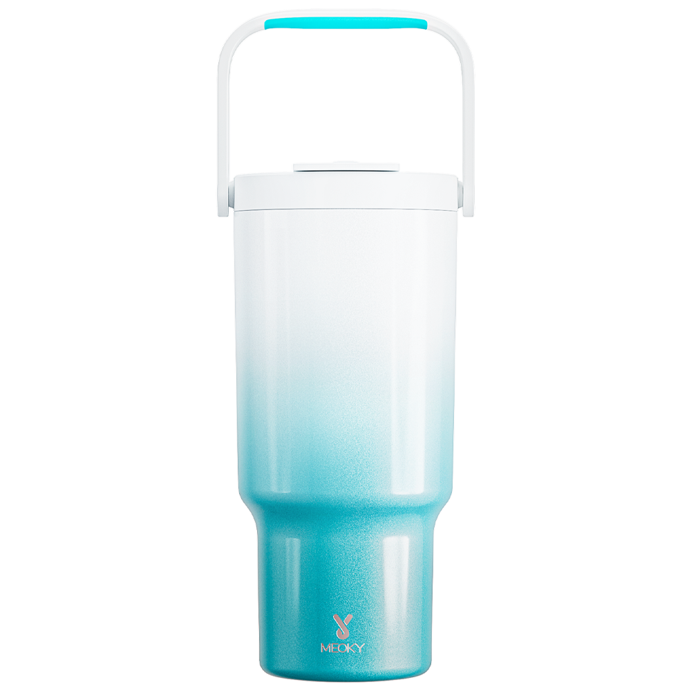 Copo Tumbler com Alça 1L - Gradiente Azul e Branco