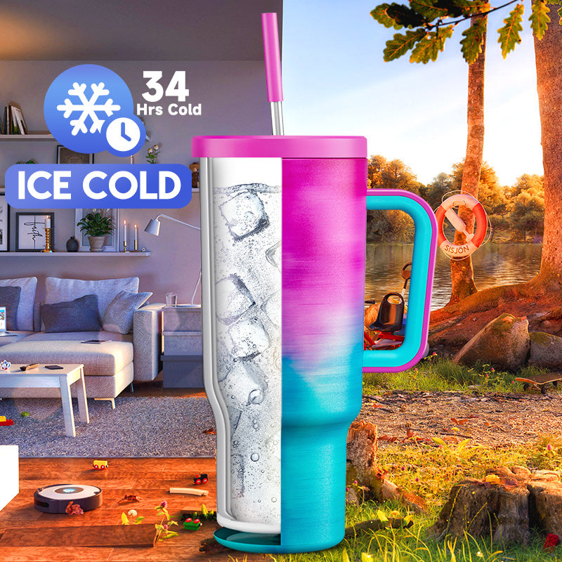 Copo Tumbler com Canudo 1.18L - Gradiente Nuvem Etérea