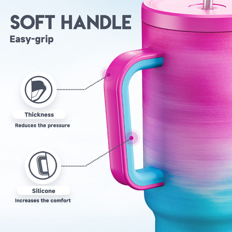Copo Tumbler com Canudo 1.18L - Gradiente Nuvem Etérea