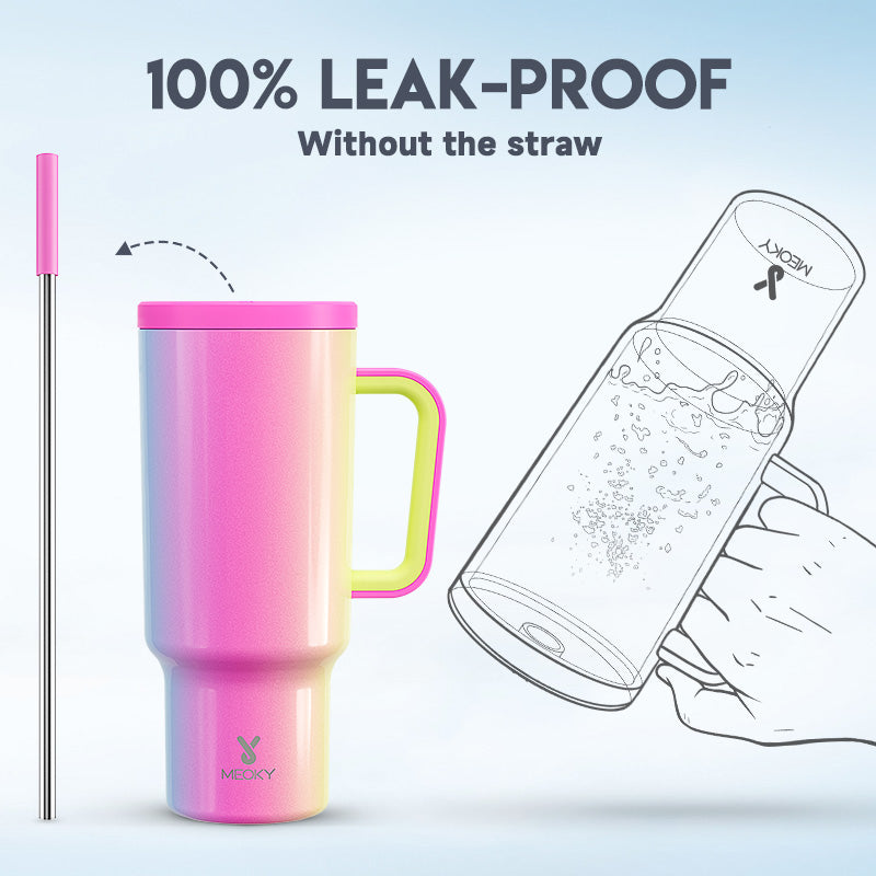 Copo Tumbler com Canudo 1.18L - Gradiente Arco-Íris