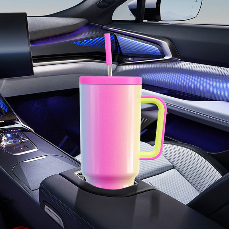 Copo Tumbler com Canudo 1.18L - Gradiente Arco-Íris