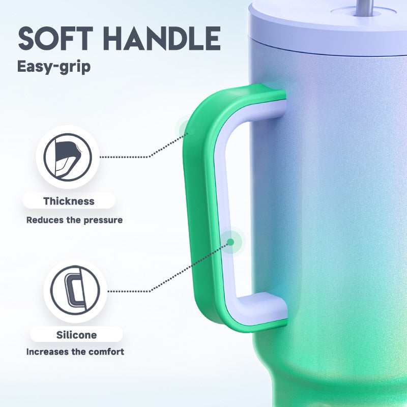 Copo Tumbler com Canudo 1.18L - Gradiente Verde e Roxo