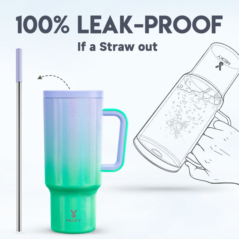 Copo Tumbler com Canudo 1.18L - Gradiente Verde e Roxo