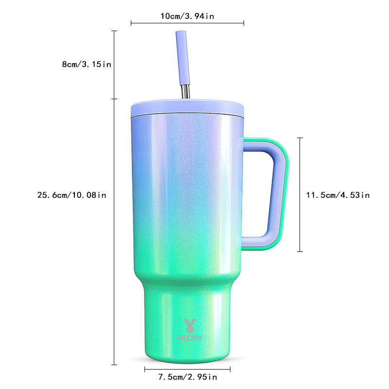 Copo Tumbler com Canudo 1.18L - Gradiente Verde e Roxo
