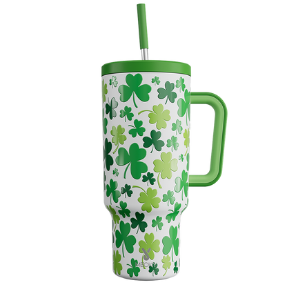 Copo Tumbler com Canudo 1.18L - Dia de São Patrício – Trevo da Sorte