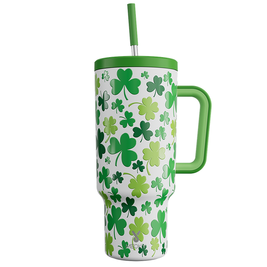 Copo Tumbler com Canudo 1.18L - Dia de São Patrício – Trevo da Sorte