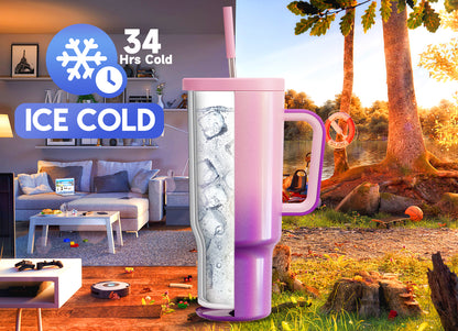 Copo Tumbler com Canudo 1.18L - Gradiente Roxo e Rosa
