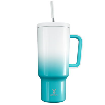 Copo Tumbler com Canudo 1.18L - Gradiente Azul e Branco