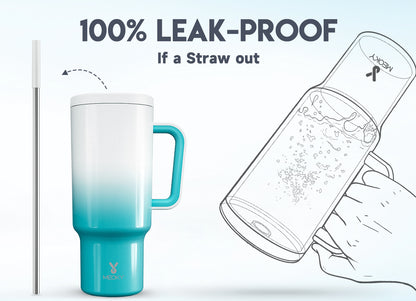 Copo Tumbler com Canudo 1.18L - Gradiente Azul e Branco