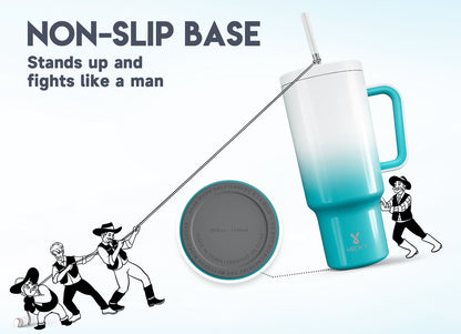 Copo Tumbler com Canudo 1.18L - Gradiente Azul e Branco