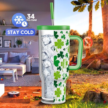 Copo Tumbler com Canudo 1.18L - Dia de São Patrício – Trevo da Sorte