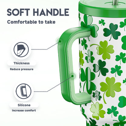 Copo Tumbler com Canudo 1.18L - Dia de São Patrício – Trevo da Sorte