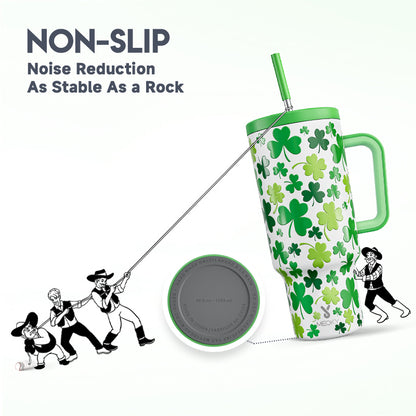 Copo Tumbler com Canudo 1.18L - Dia de São Patrício – Trevo da Sorte