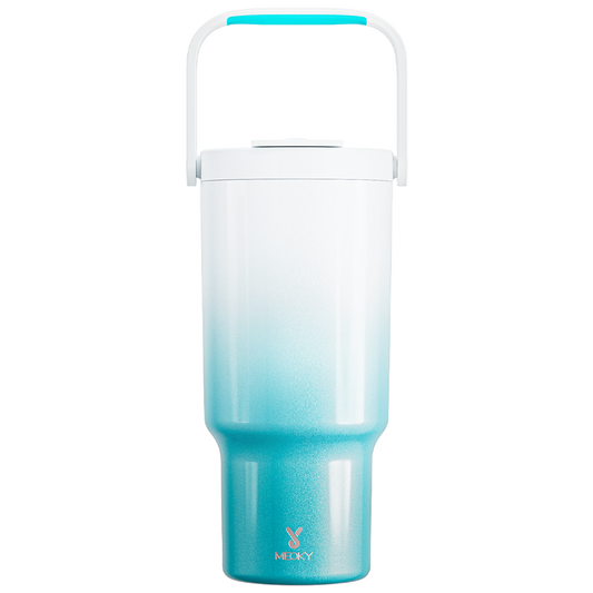 Copo Tumbler com Alça 1L - Gradiente Azul e Branco