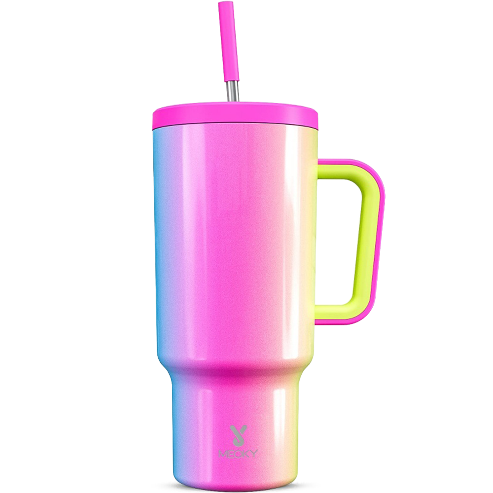 Copo Tumbler com Canudo 1.18L - Gradiente Arco-Íris