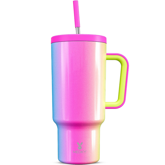 Copo Tumbler com Canudo 1.18L - Gradiente Arco-Íris