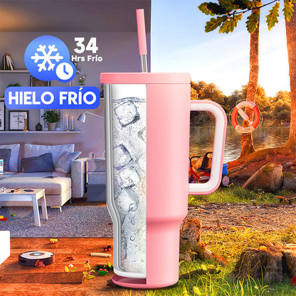 Copo Tumbler com Canudo 1.18L - Rosa Claro