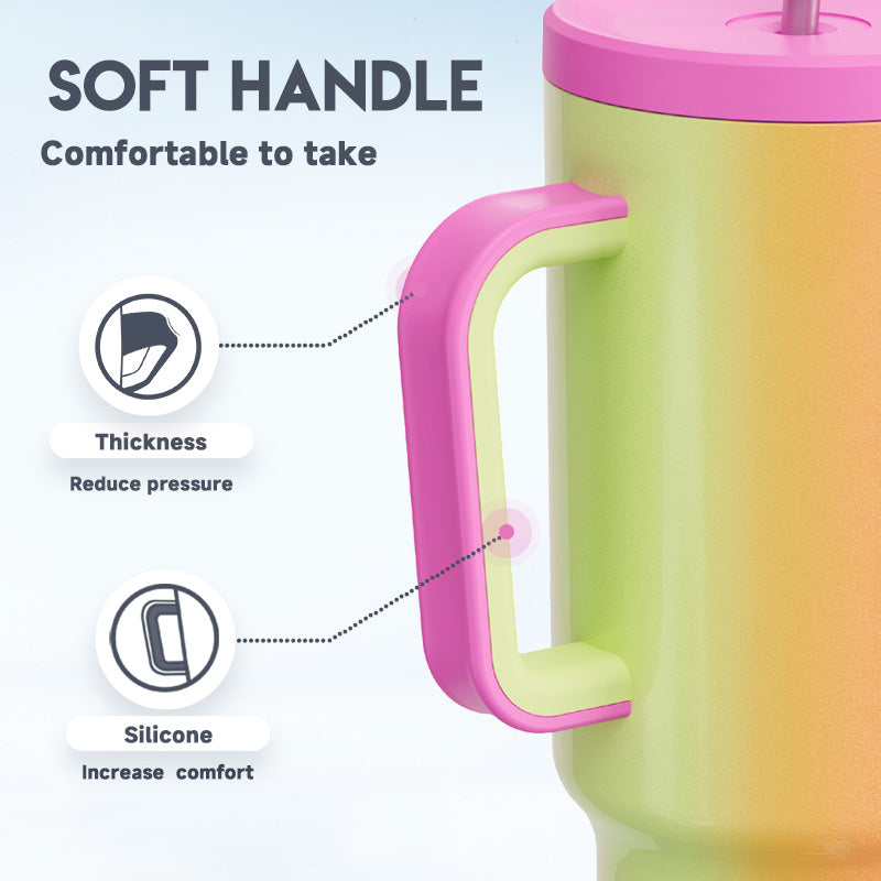 Copo Tumbler com Canudo 1.18L - Gradiente Arco-Íris