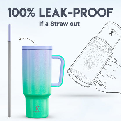 Copo Tumbler com Canudo 1.18L - Gradiente Verde e Roxo